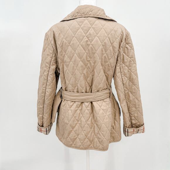 Burberry Quilted Coat Winter Down Finsbridge Plaid Jacket Check Cream M - Picture 6 of 16